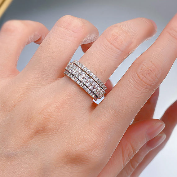 3 ctw Round Cut White Gemstone Full Set Swivel Ring -JOSHINY