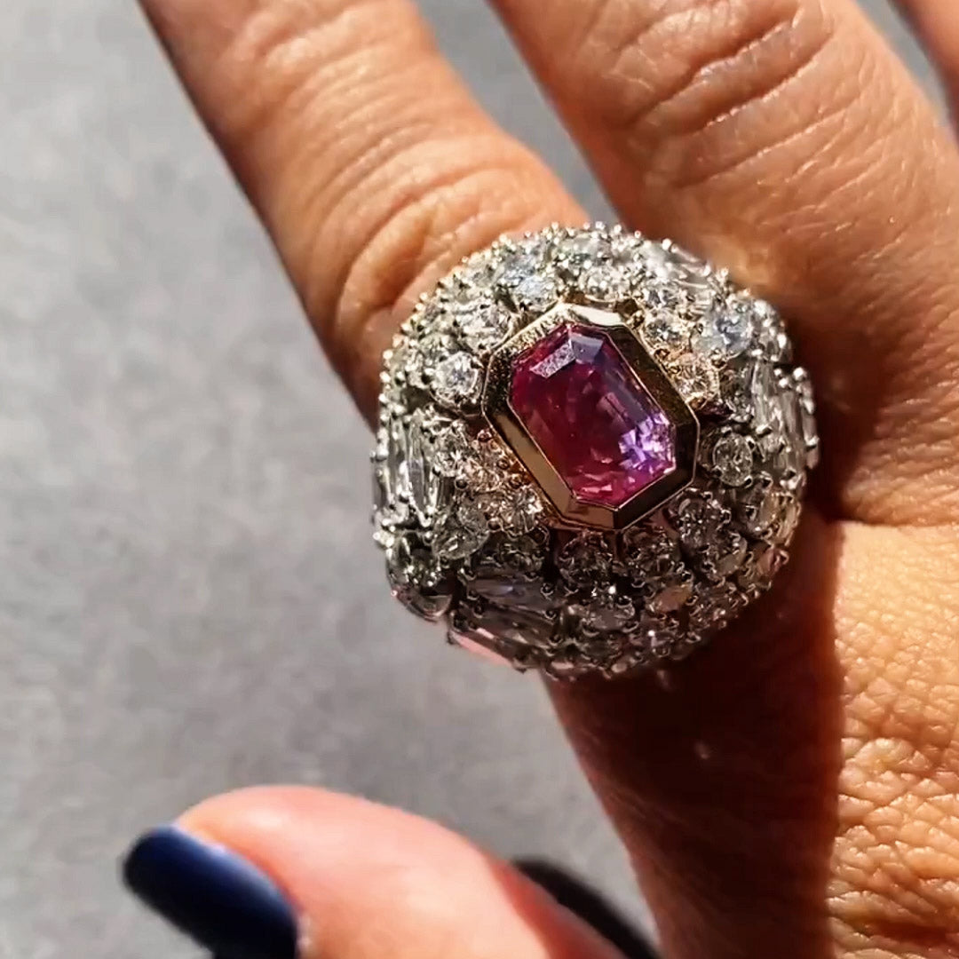 9ctw Octagon Cut Purple Gemstone Cocktail Ring -JOSHINY