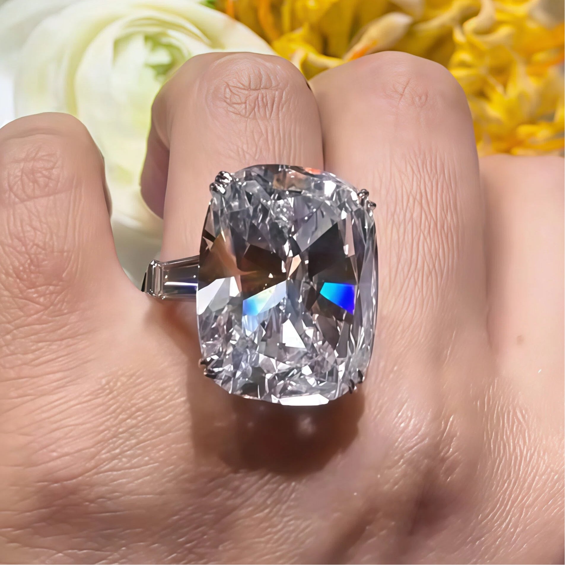 26ct Elongated Cushion Cut Gemstone Engagement Ring -JOSHINY