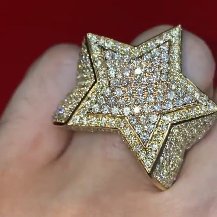 3ctw gold punk five point star diamond ring -joshiny