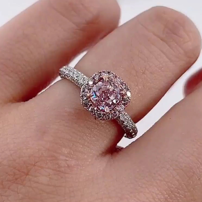 2.8ct Cushion Cut Pink Diamond Engagement Ring -JOSHINY