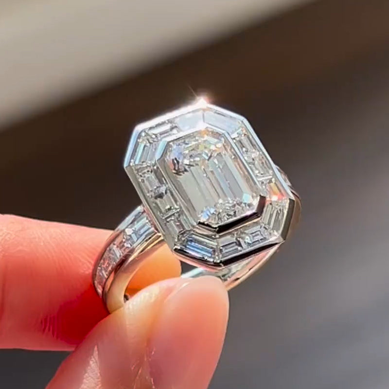 4.2ct Ultimate Emerald Cut Diamond Engagement Ring -JOSHINY