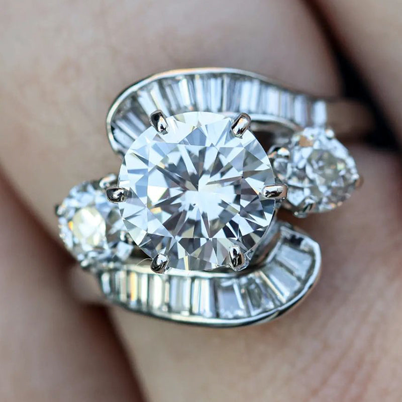 3.22ct Round Brilliant Cut Diamond Engagement Ring -JOSHINY