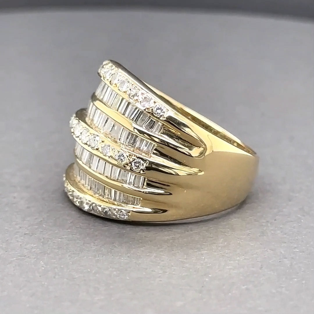 4.02ctw Round and Baguette Cut Fine Cocktail Row Ring-JOSHINY