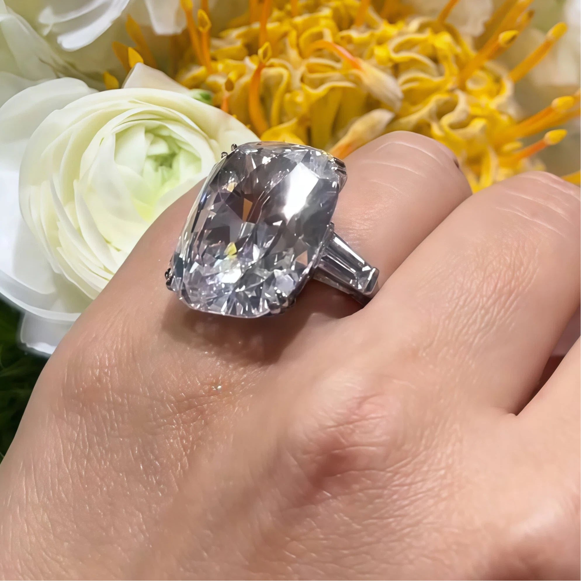 26ct Elongated Cushion Cut Gemstone Engagement Ring -JOSHINY