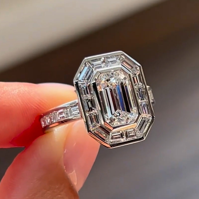 4.2ct Ultimate Emerald Cut Diamond Engagement Ring -JOSHINY