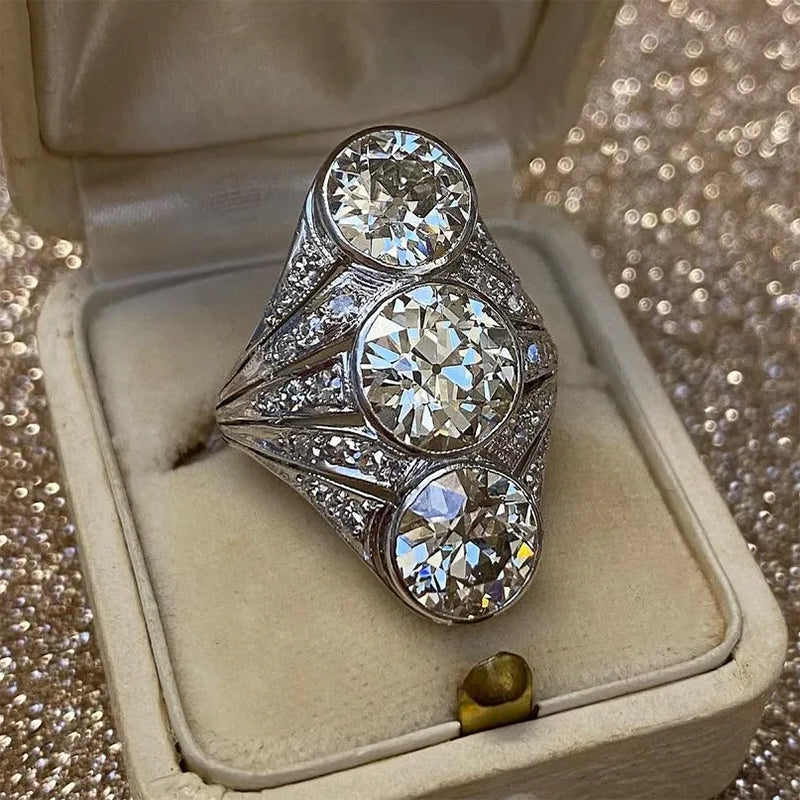 Vintage Split-Look Women's Diamond Skeleton Engagement Ring -JOSHINY