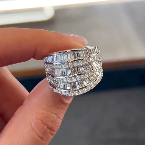 5ctw Multi-Row Fluted Gorgeous Diamond Ring -JOSHINY