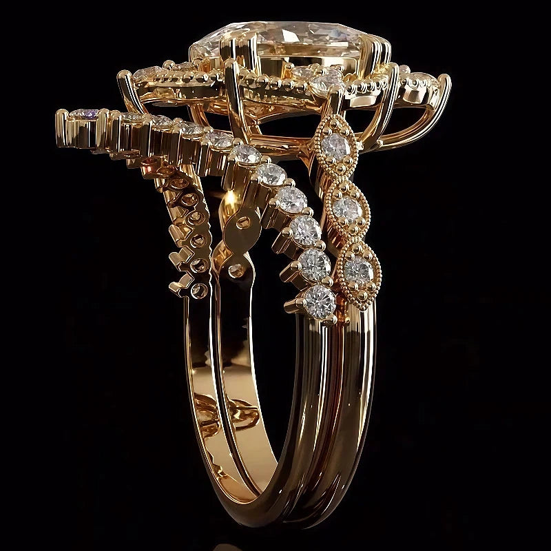 4.52Ctw Oval Cut Vintage Romantic Stackable Ring-JOSHINY