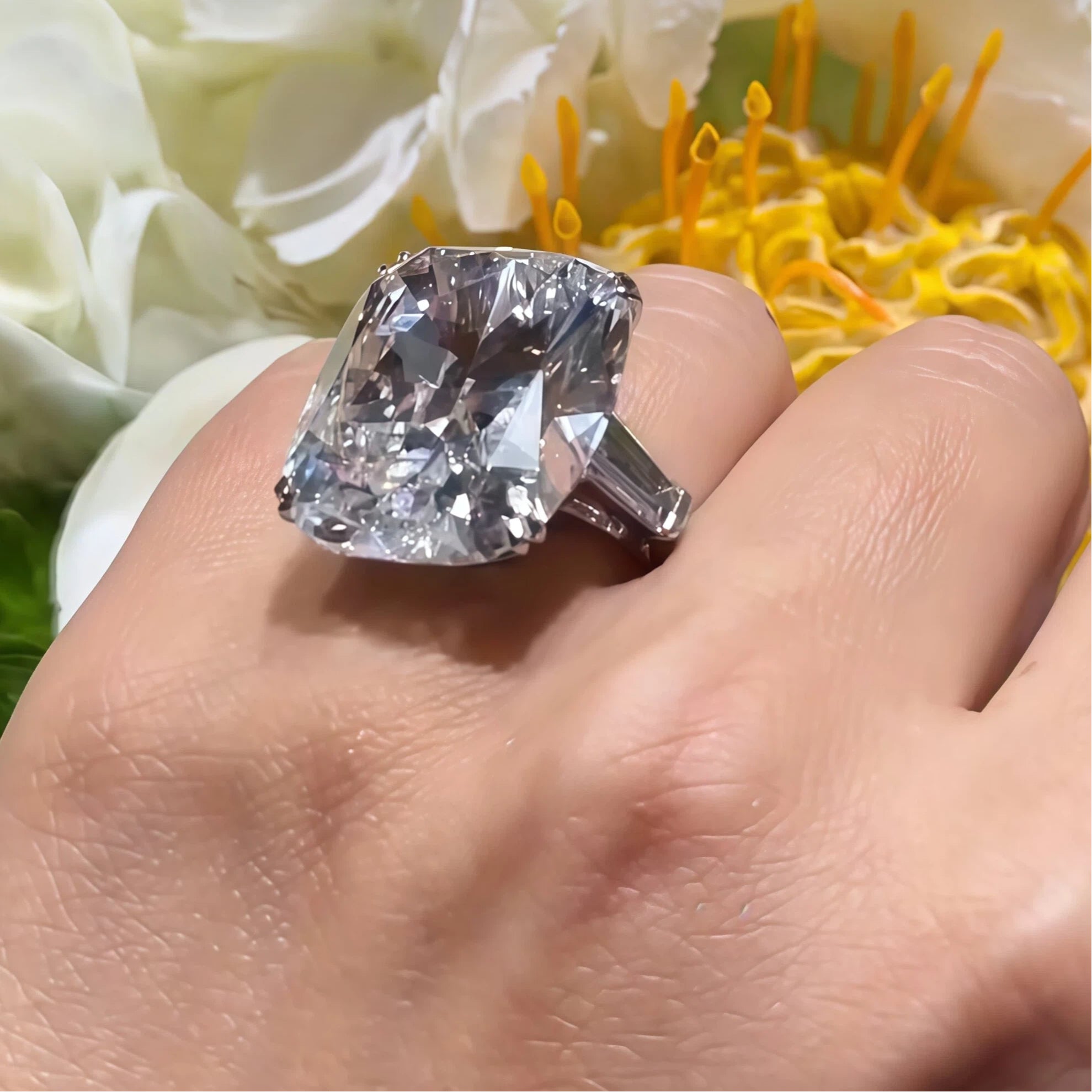 26ct Elongated Cushion Cut Gemstone Engagement Ring -JOSHINY