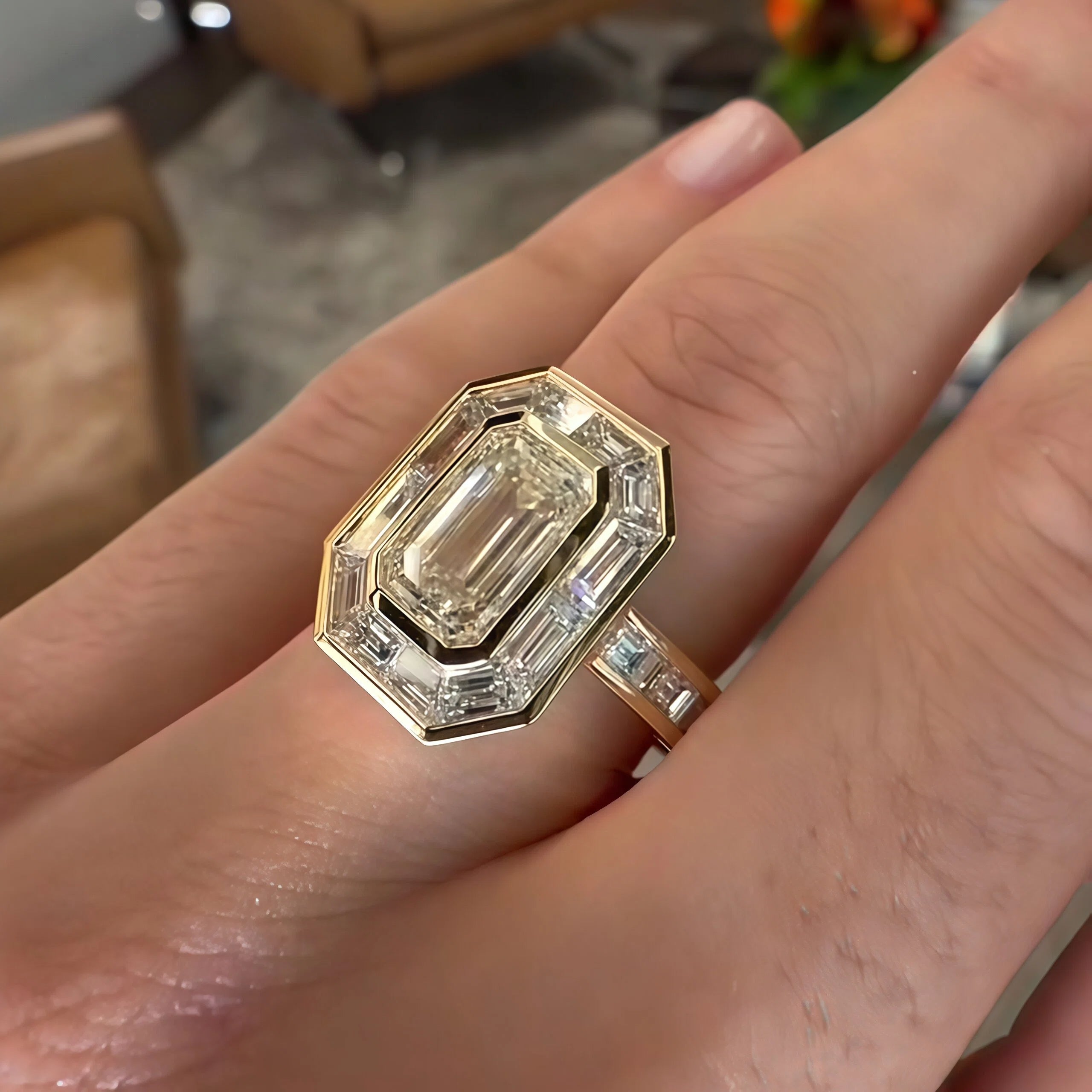 4.2ct Ultimate Emerald Cut Diamond Engagement Ring -JOSHINY