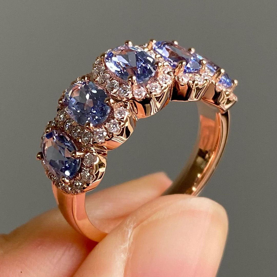 1.5ctw Oval Cut Cornflower Blue lab Sapphire Ring -JOSHINY