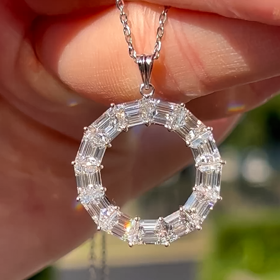 Exquisite 1.5 ctw Trapezoidal Cut White Gemstone Donut Necklace -JOSHINY