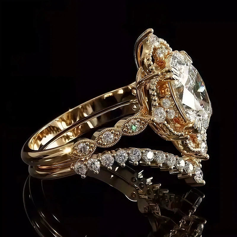 4.52Ctw Oval Cut Vintage Romantic Stackable Ring-JOSHINY