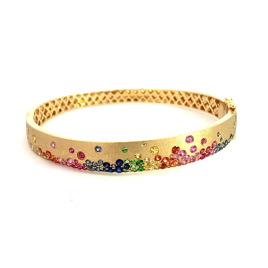 Stylish 5 ctw Round Cut Multicolor & White Gemstone Bracelet -JOSHINY