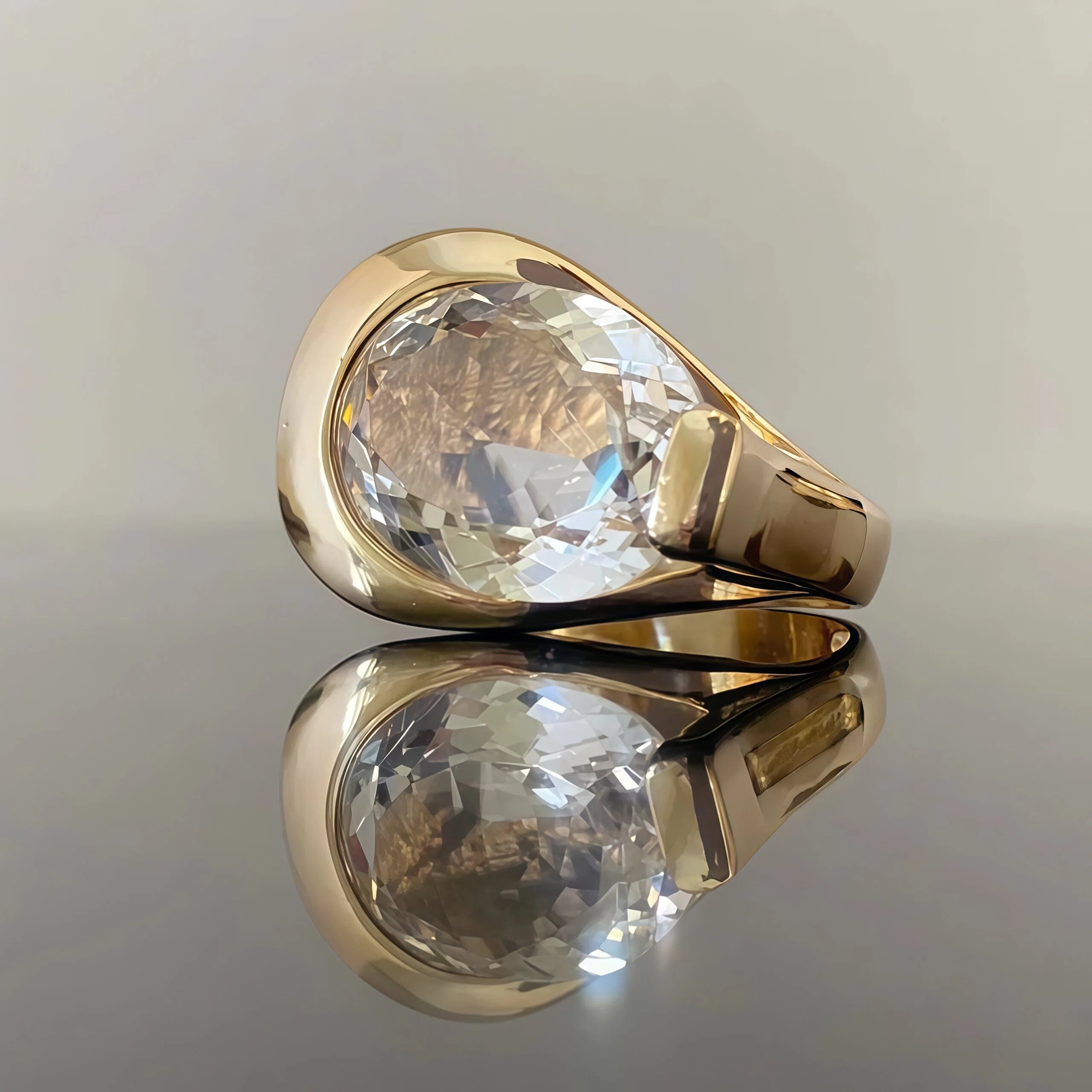 4.55Ct Pear Shaped Solitaire Art Ring-JOSHINY