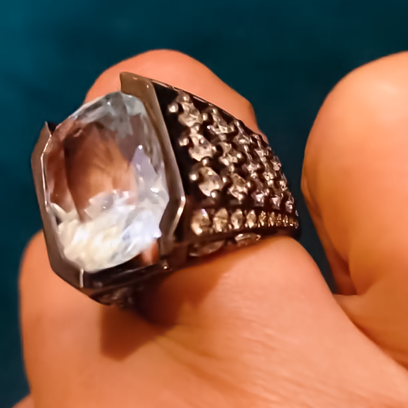 Unique 8 ctw Fat Baguette & Round Cut White Gemstone Pavé Cocktail Ring -JOSHINY