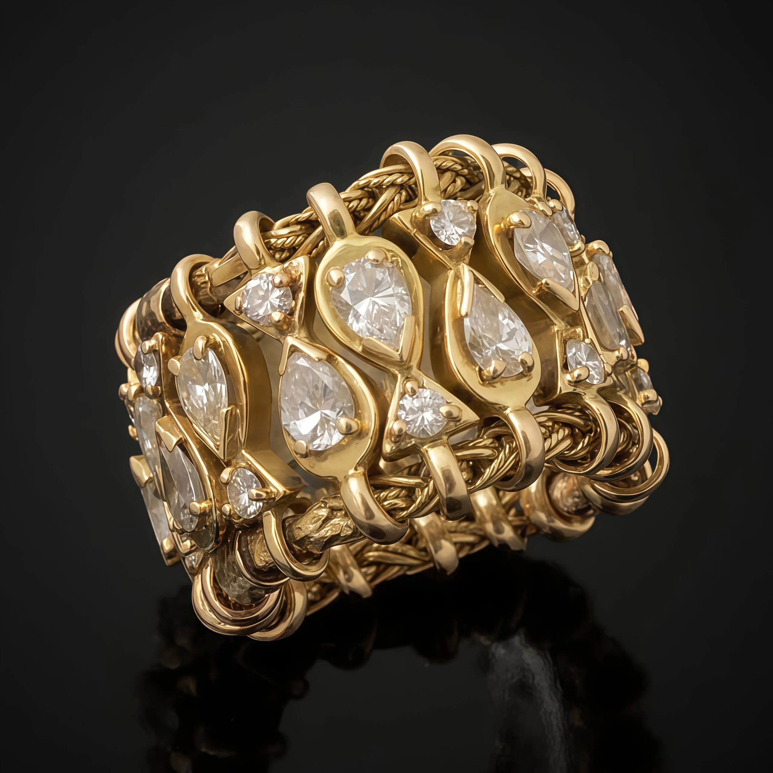 3.6Ctw Vintage Style Interwoven Ring-JOSHINY