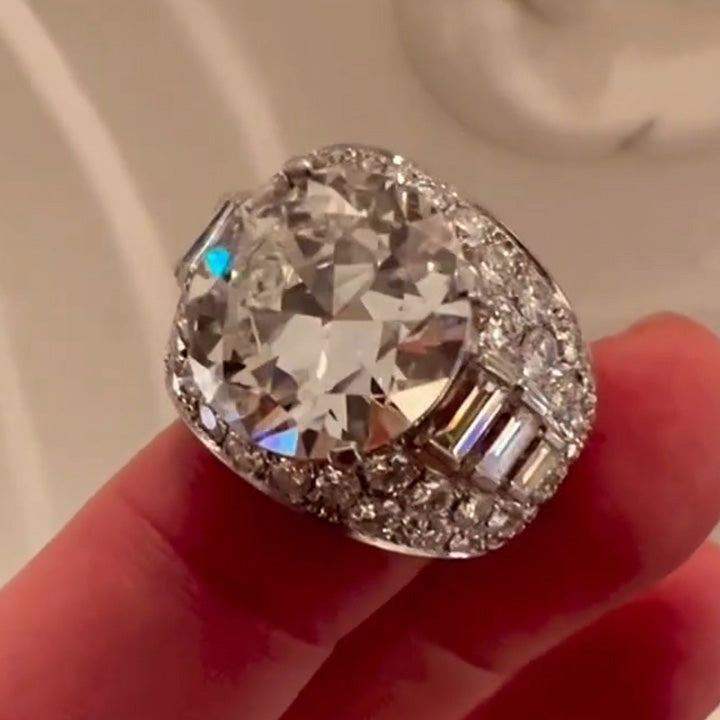 12ct Round Cut Full Set Wide Shank Diamond Engagement Ring -joshiny