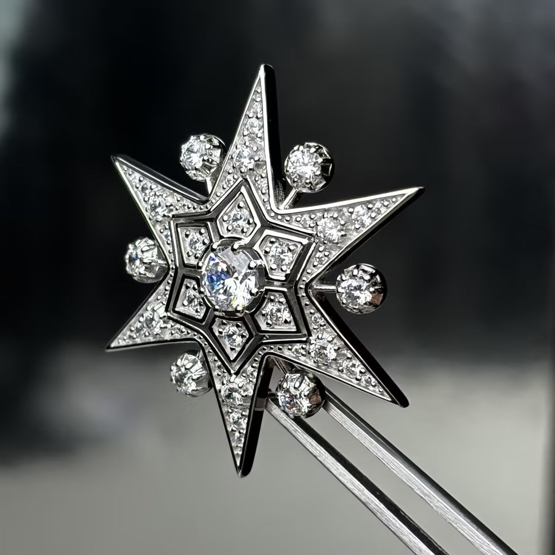 5.35Ctw Hexagonal Star Gemstone Vintage Brooch-JOSHINY