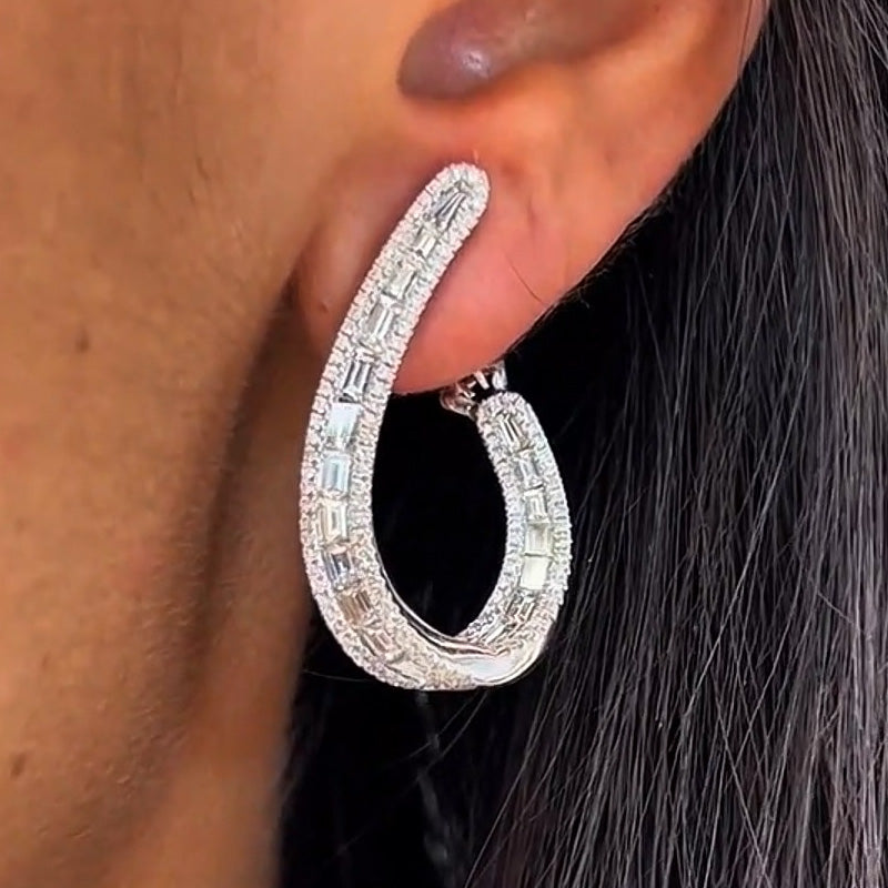 4.32ctw Baguette Cut Clip On Earrings -JOSHINY