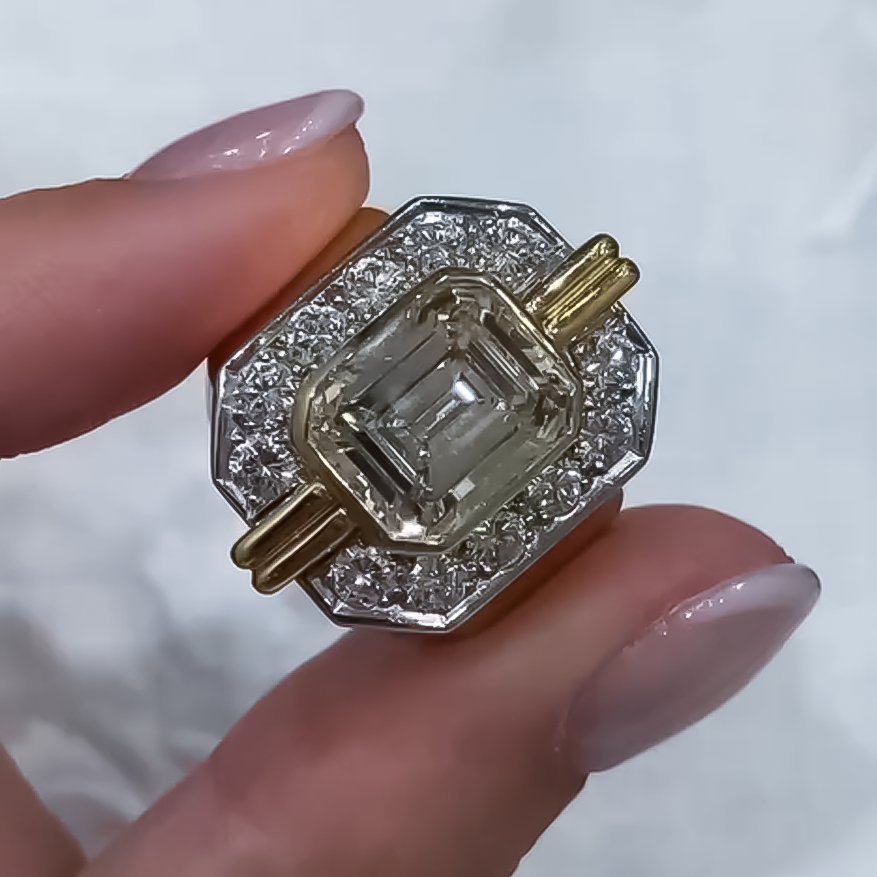 Stylish 4 ctw Emerald Cut White Gemstone Engagement Ring -JOSHINY