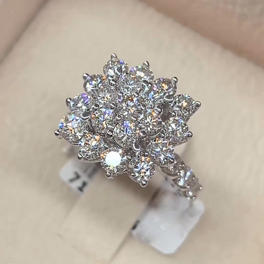 3.42ctw Round Cut Cluster Double Layer Cake Ring -JOSHINY