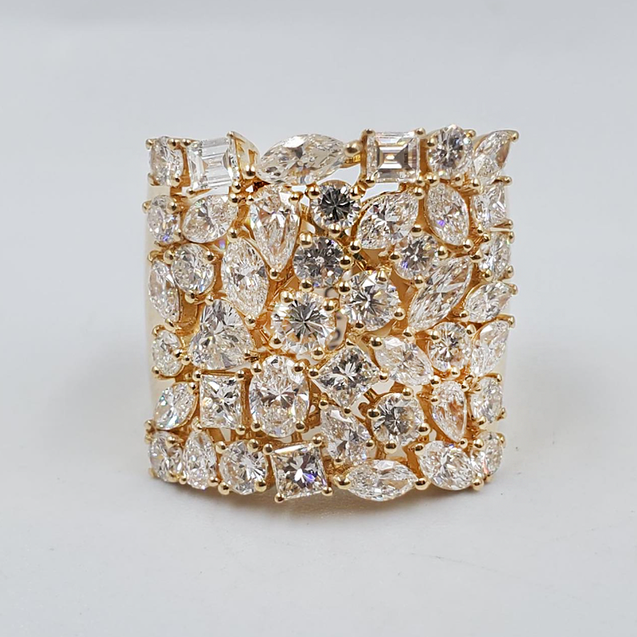 Gorgeous 3 ctw Multi-Cut White Gemstone Cluster Ring -JOSHINY