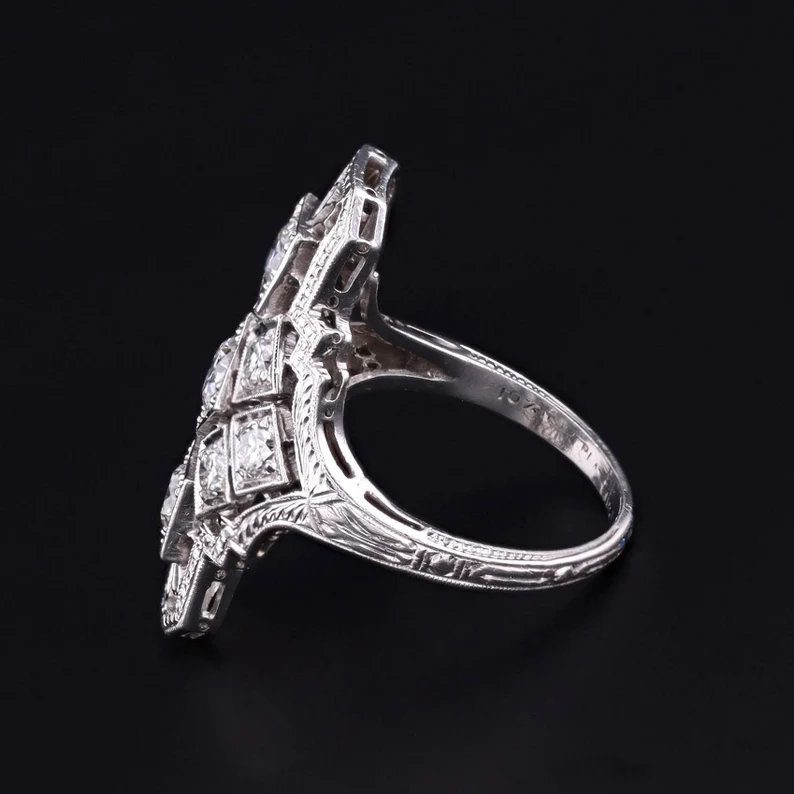 2.0ctw Sculpted Art Deco Gemstone Engagement Ring -JOSHINY