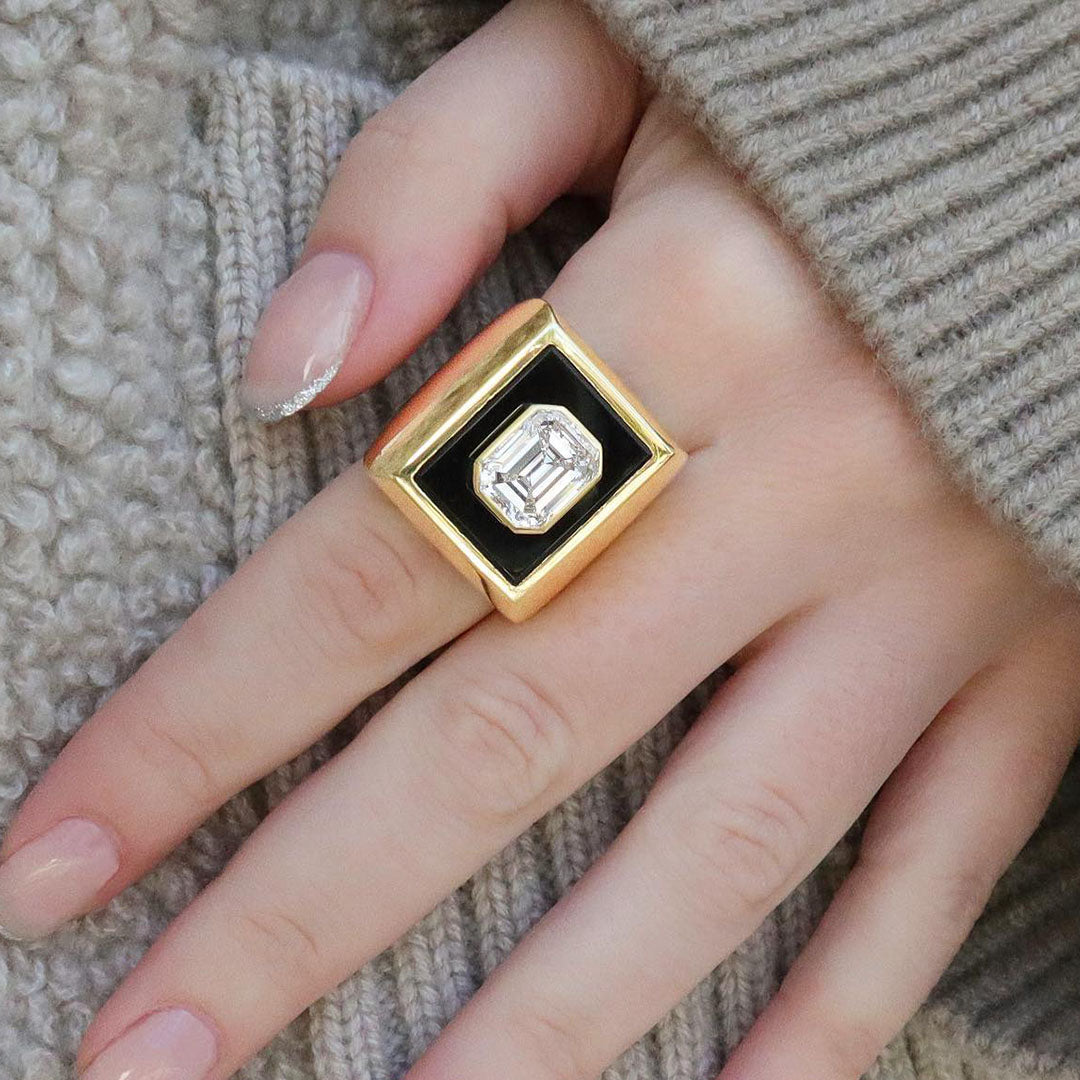 3.23ct Emerald Cut Vintage Ring -JOSHINY