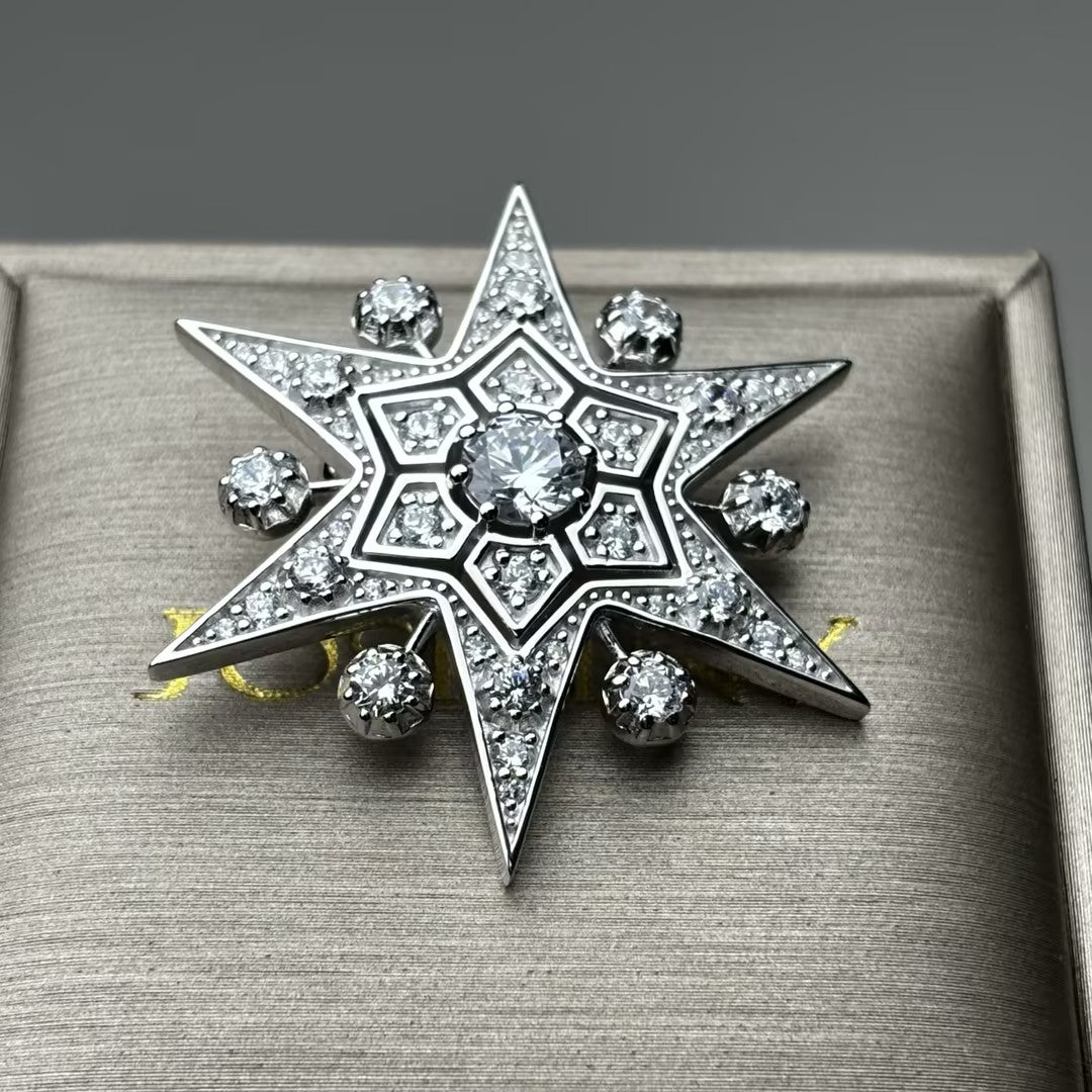 5.35Ctw Hexagonal Star Gemstone Vintage Brooch-JOSHINY