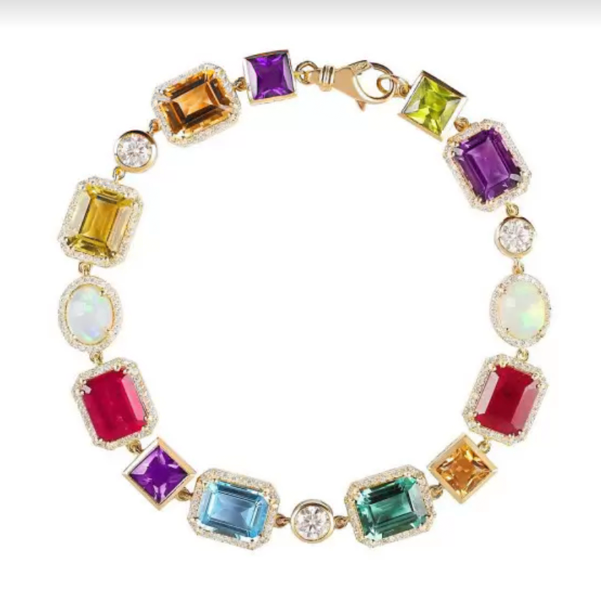 Gorgeous 50 ctw Multi-Cut Multi-Color Gemstone Bracelet -JOSHINY