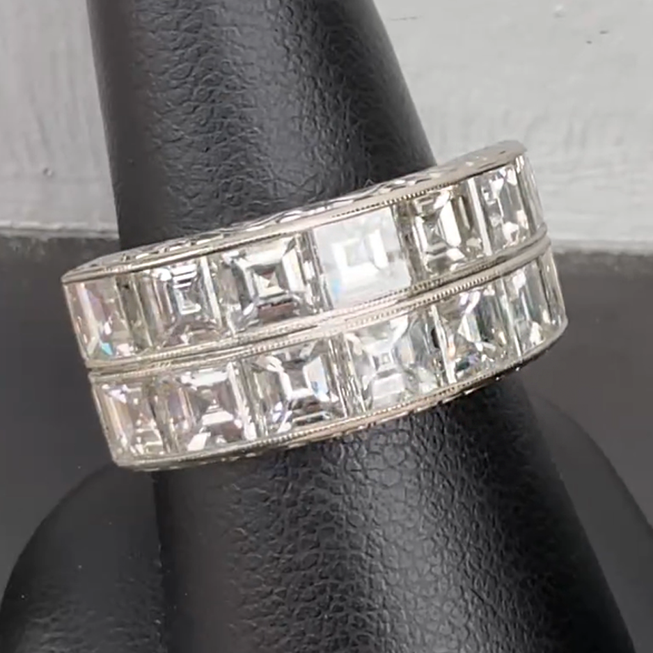 Vintage 3 ctw Asscher Cut White Gemstone Ring -JOSHINY