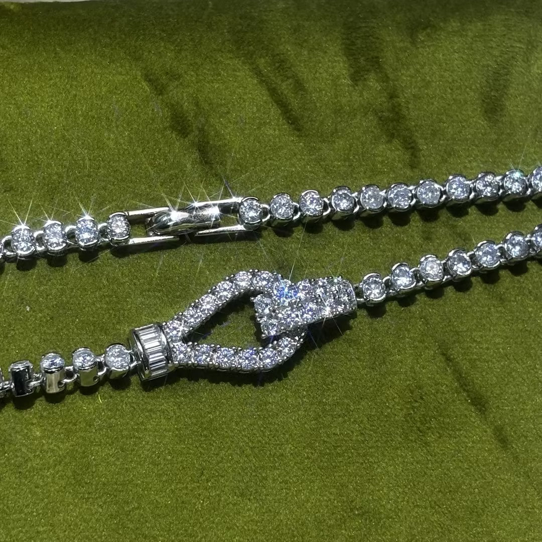 12 CTW White Horseshoe Knot Round Cutting cubic zirconia 925 sterling silver Exquisite Necklace - JOSHINY