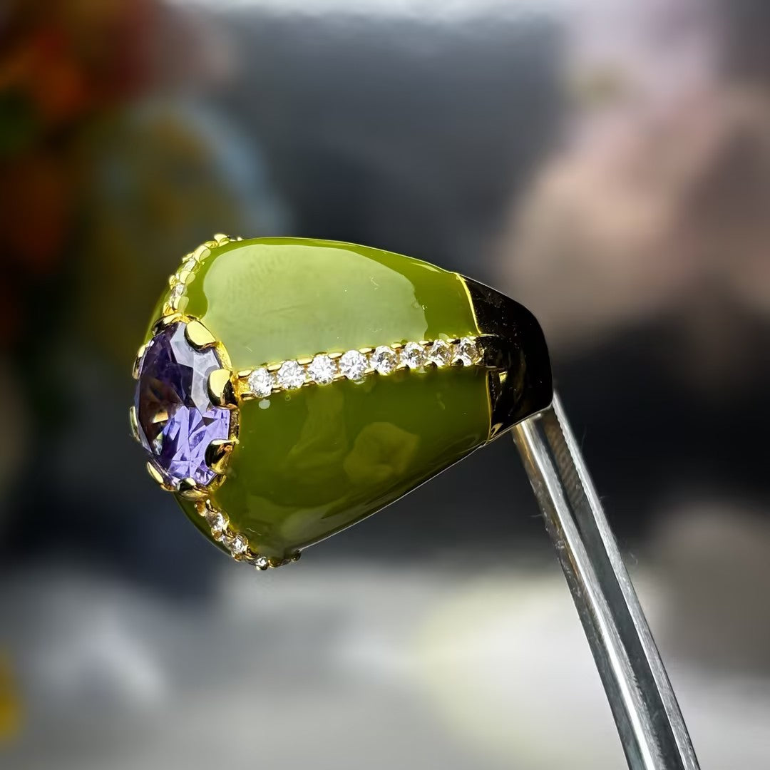 Unique artistic style brightly colored gemstone ring-JOSHINY