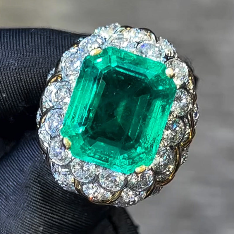 12.67ct Octagon Cut Gorgeous Emerald Ring -JOSHINY