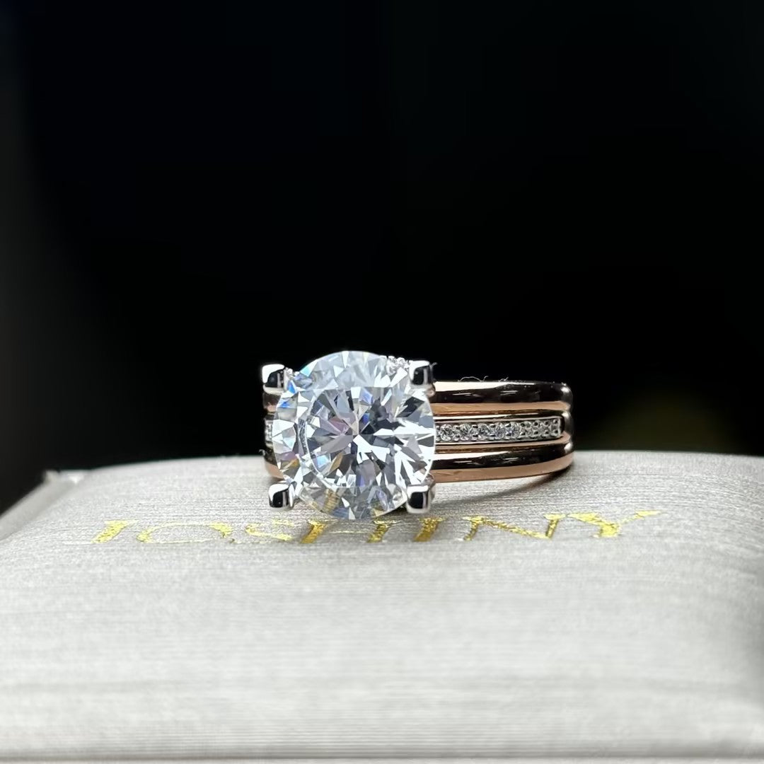 Noble 9 ctw Round Cut White Gemstone Engagement Ring -JOSHINY