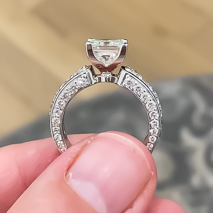 Exquisite 3 ctw Square & Round Cut White Stone Engagement Ring -JOSHINY