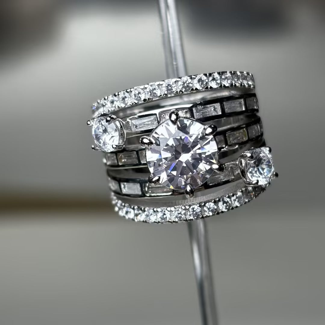 4.16ctw Baguette Round Cut Multi-Band Gemstone Ring-JOSHINY