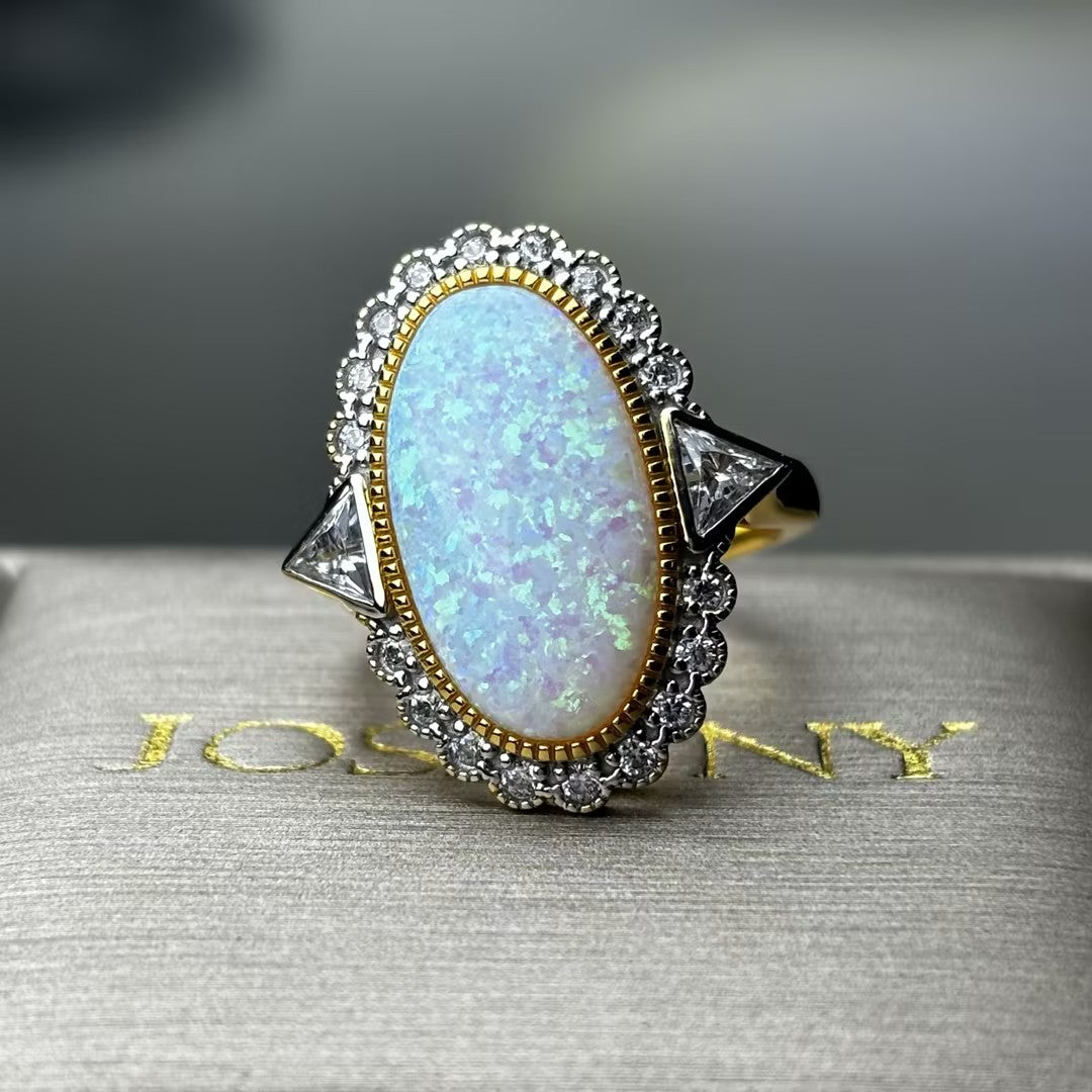 15Ct oval vintage opal ring-JOSHINY