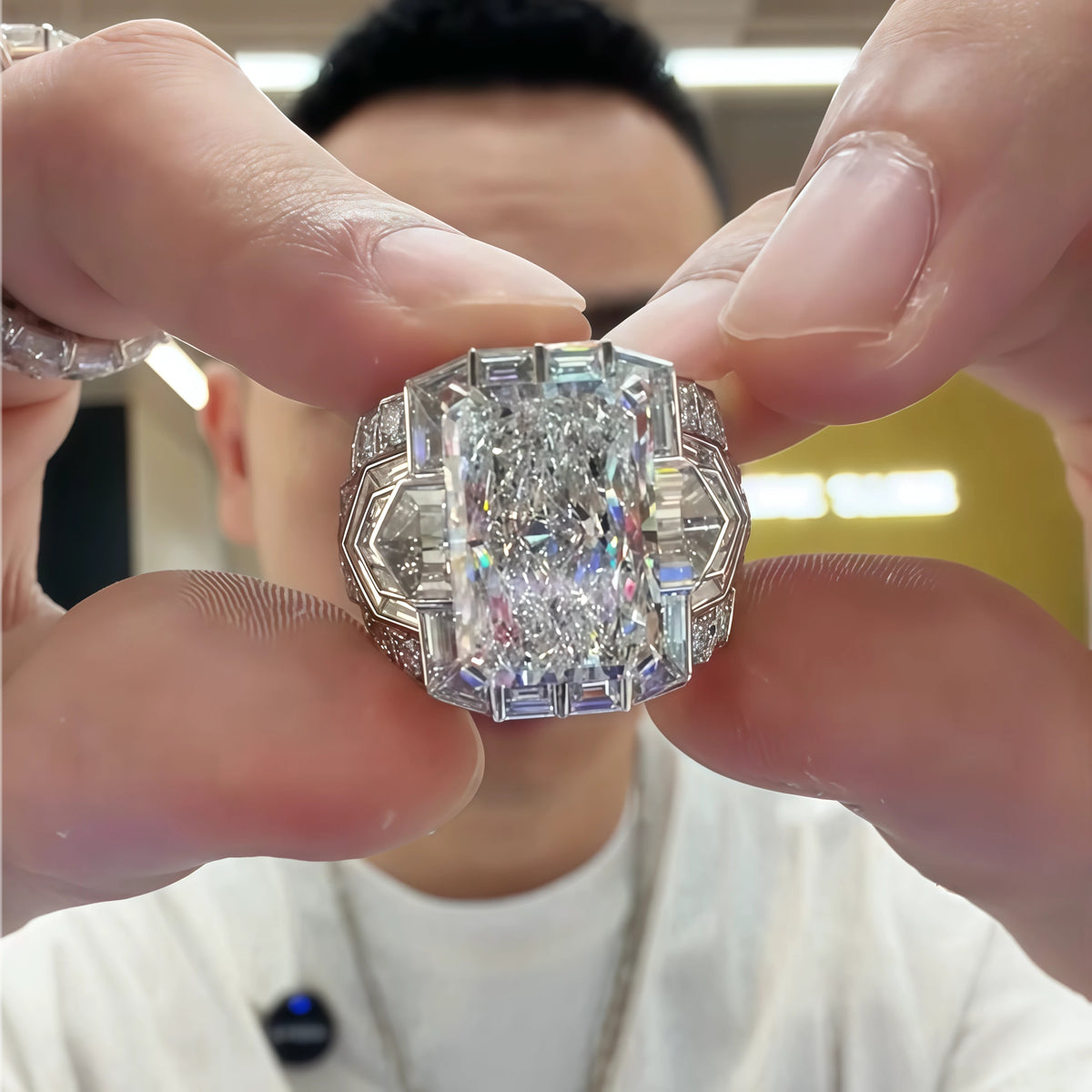 10CTW Baguette Cut White Cubic Zirconia Vintage 925 Silver Wedding Ring-joshiny