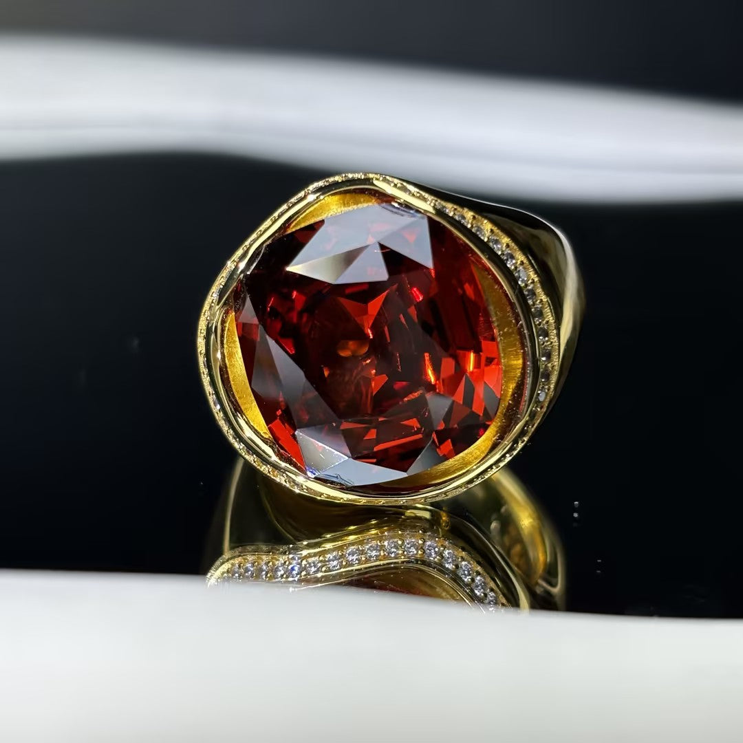 6 Ctw Cushion Cut Red Cubic Zirconia 925 Sterling Silver Ring-JOSHINY