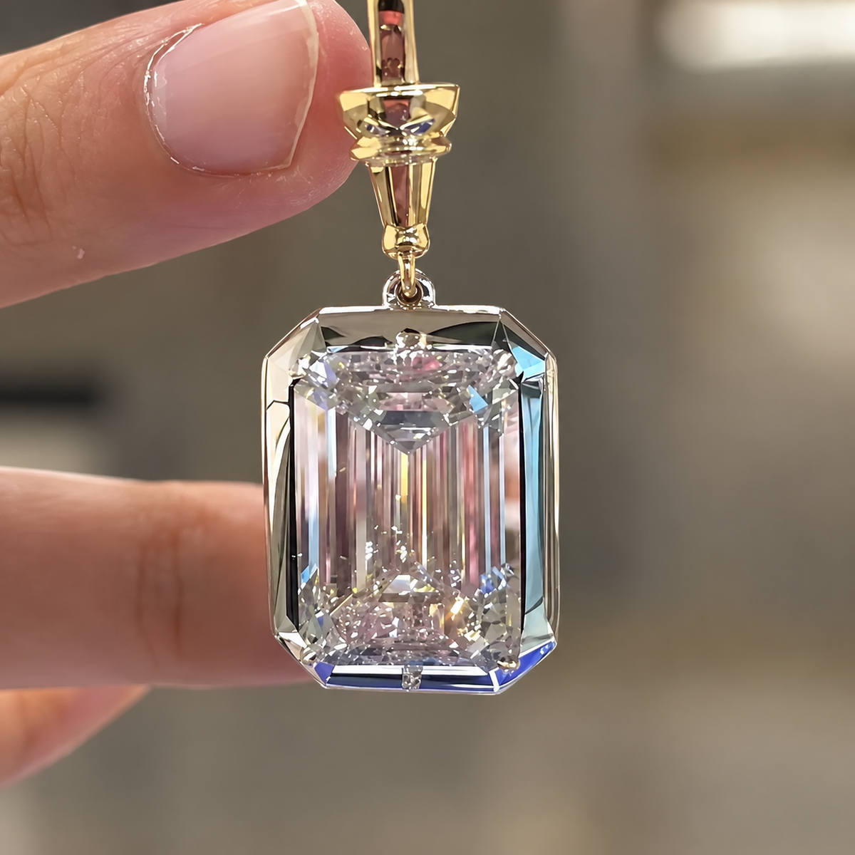 6CT Emerald Cut White Moissanite Elegant 925 Silver Pendant Necklace-joshiny