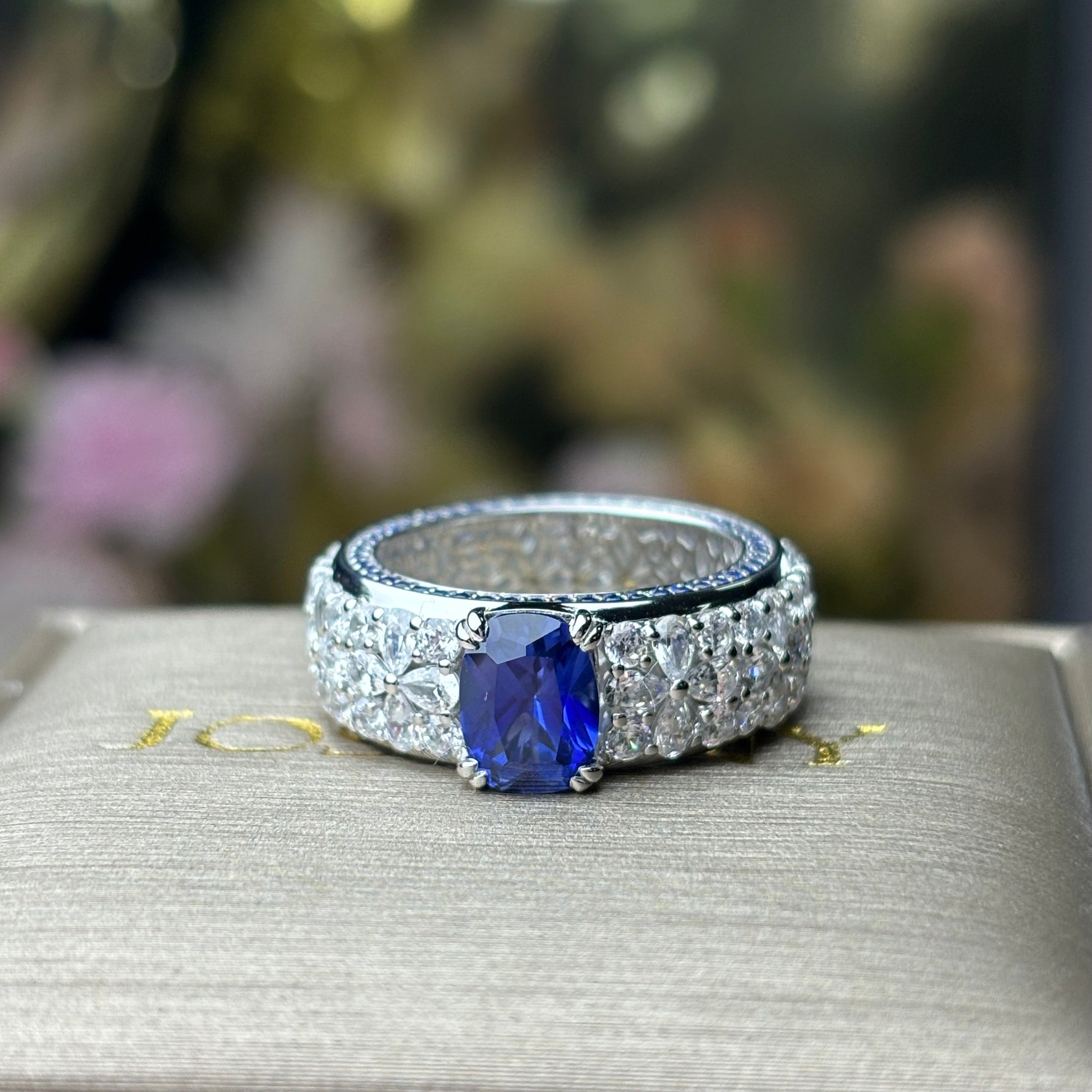 Gorgeous 10 ctw Cushion Cut Multi-colour Gemstone Full Engagement Ring -JOSHINY