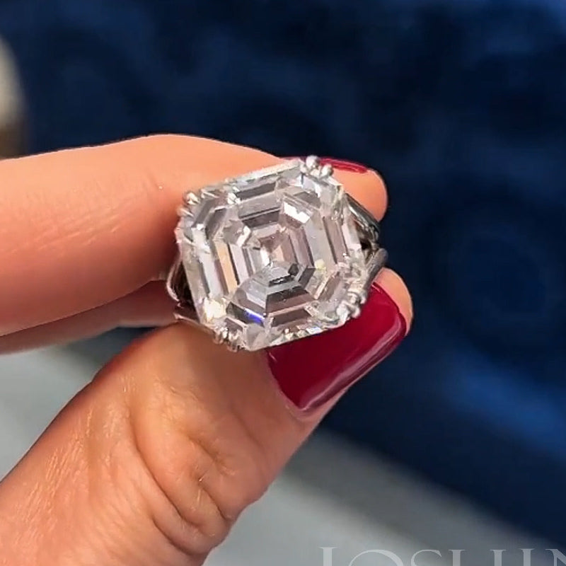 12ct Crazy Asscher Cut Gemstone Engagement Ring -JOSHINY