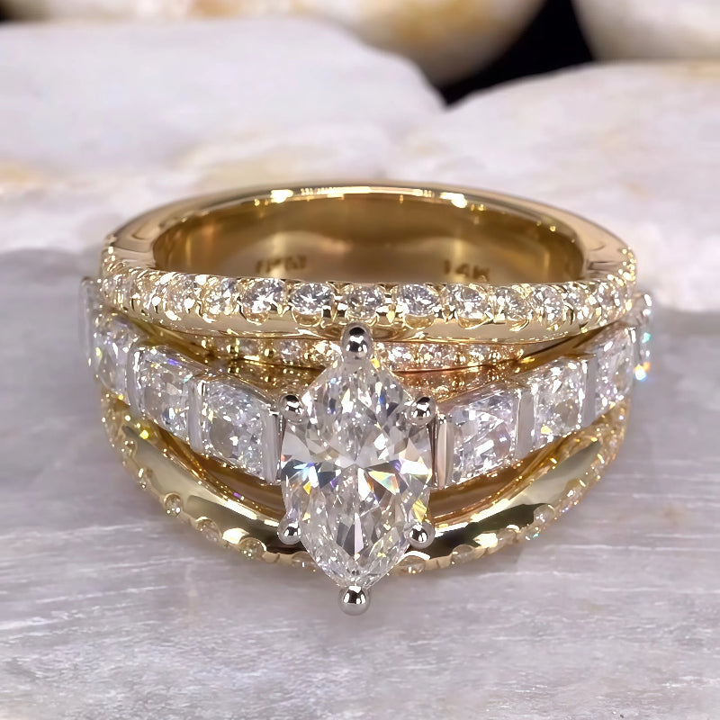 5.69Ctw Stunning marquise and radiant gemstone engagement ring-JOSHINY