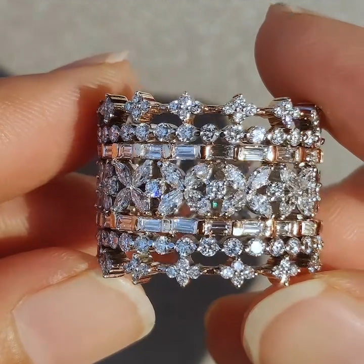4ct Multi-Cut Cluster Gemstone Ring -JOSHINY