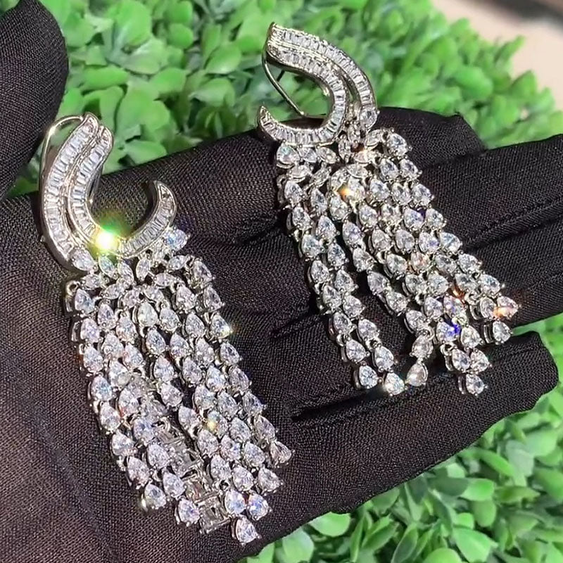 8ctw teardrop nature waterfall earrings-JOSHINY