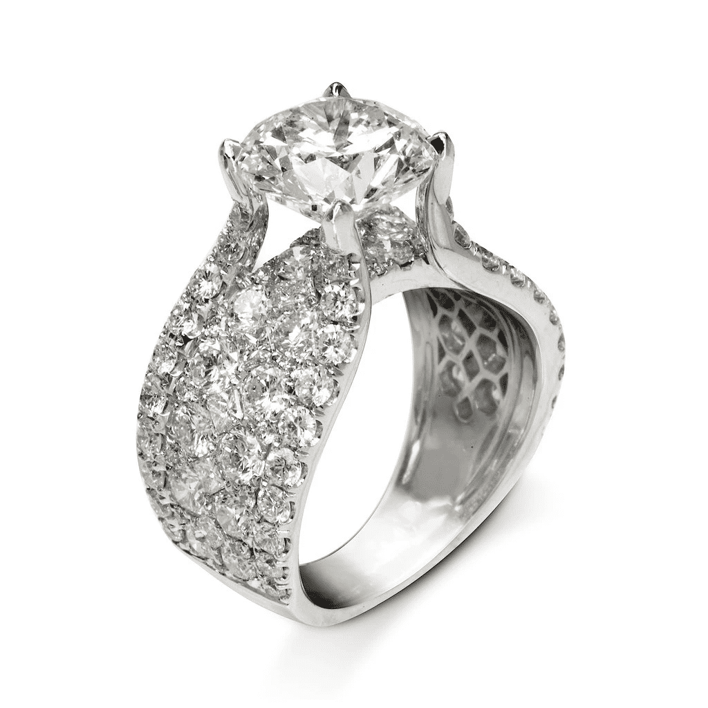 6.2ct Round Cut Paved Engagement Ring -JOSHINY