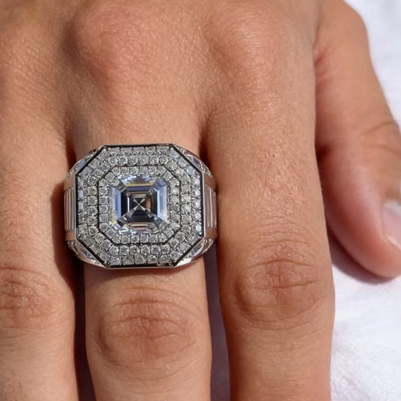 Gorgeous 7 ctw Asscher Cut White Gemstone Ring -JOSHINY